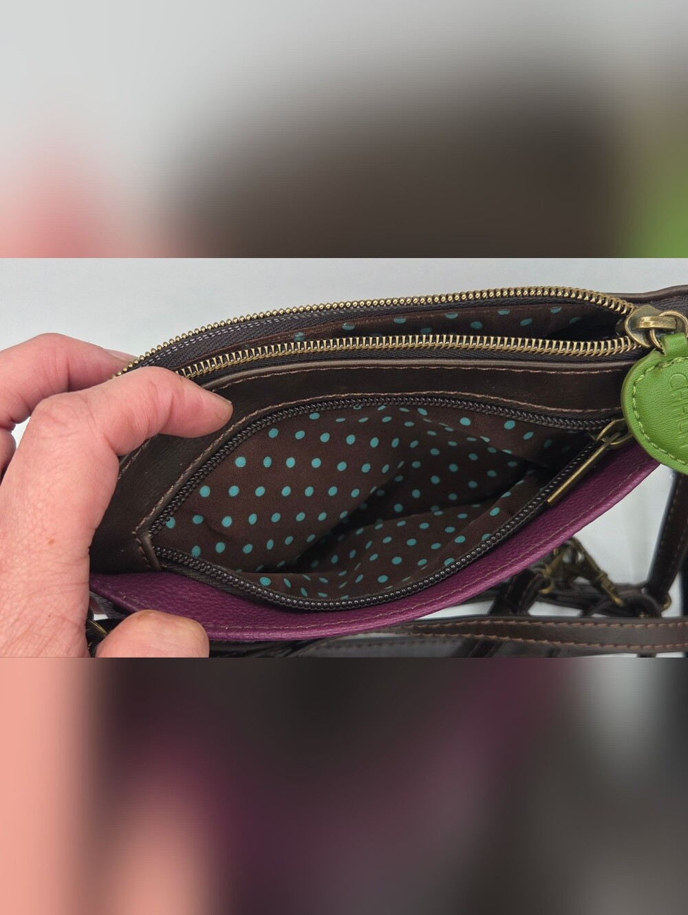Chala Purple Floral Appliqué Crossbody with Blue & Green Accents - Picture 4 of 9